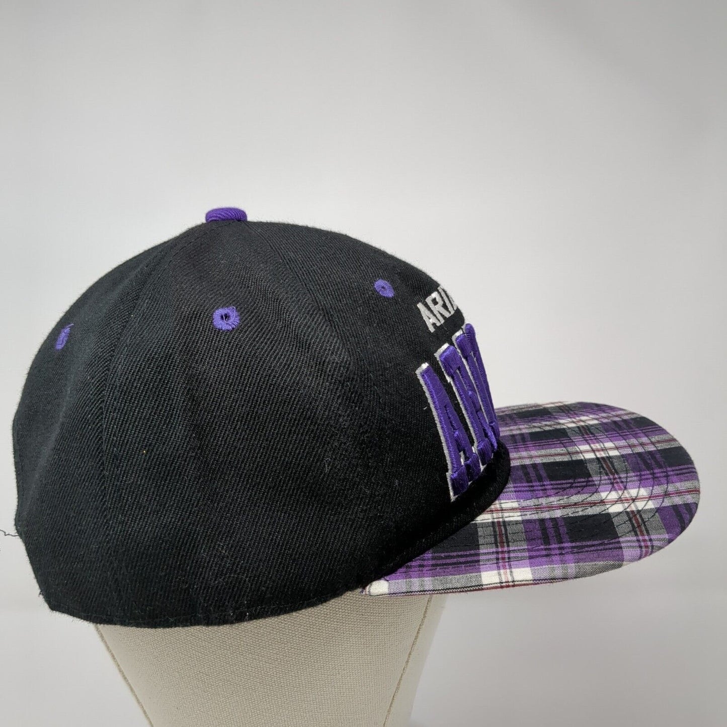 Arizona Snapback Hat Multicolor One Size Adjustable Embroidered Plaid Headline