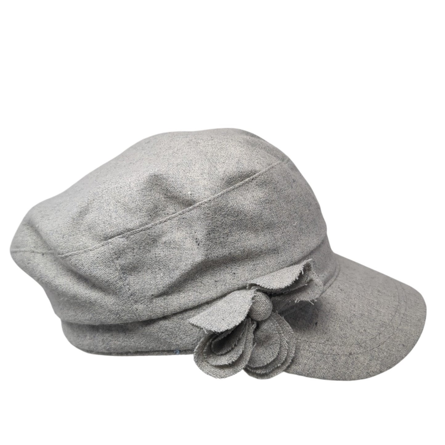 August Fitted Cadet Army Cap Hat Gray One Size Solid Flower Stretch