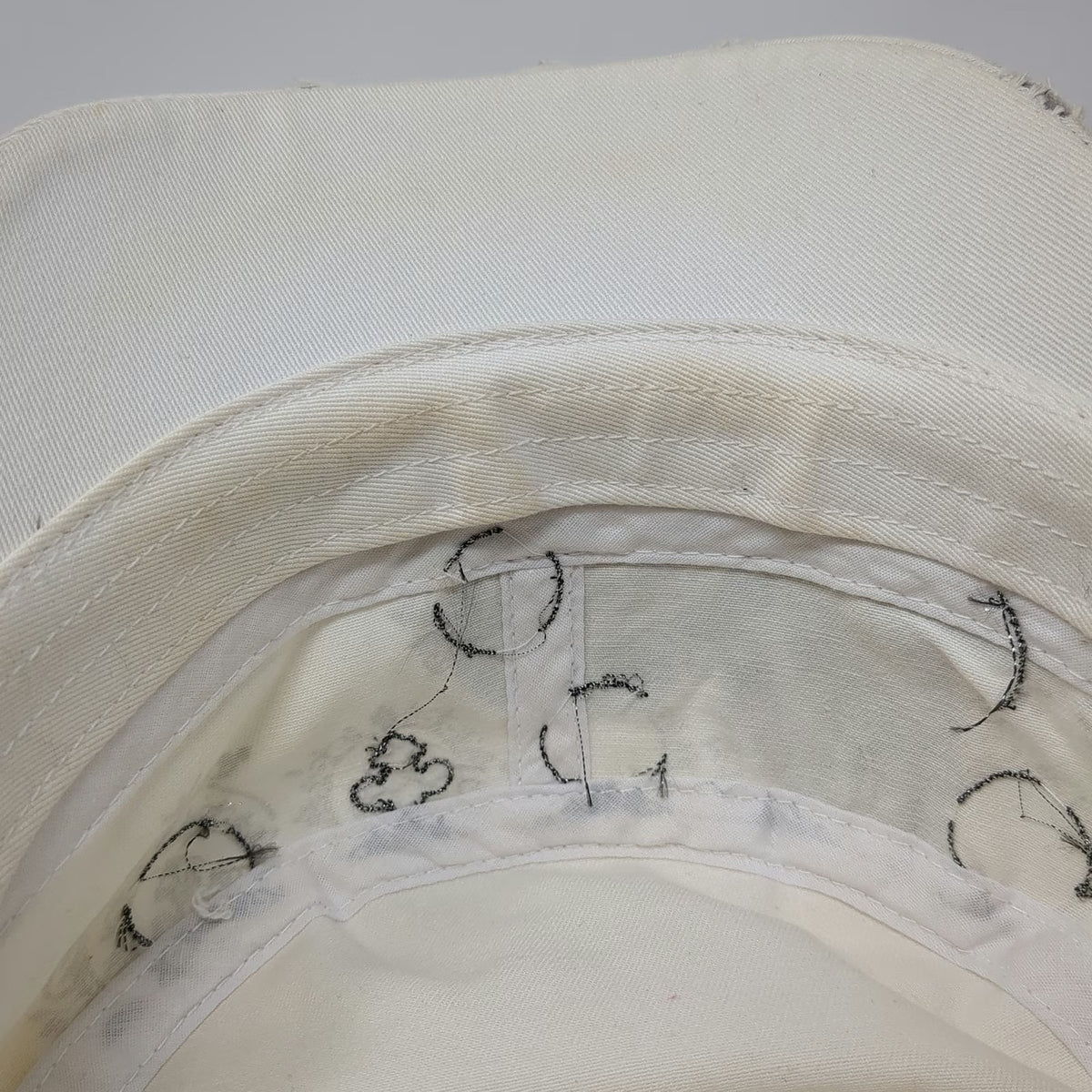 Army Cap Beige One Size Rhinestone Fleur-de-lis Distressed Hat Damask