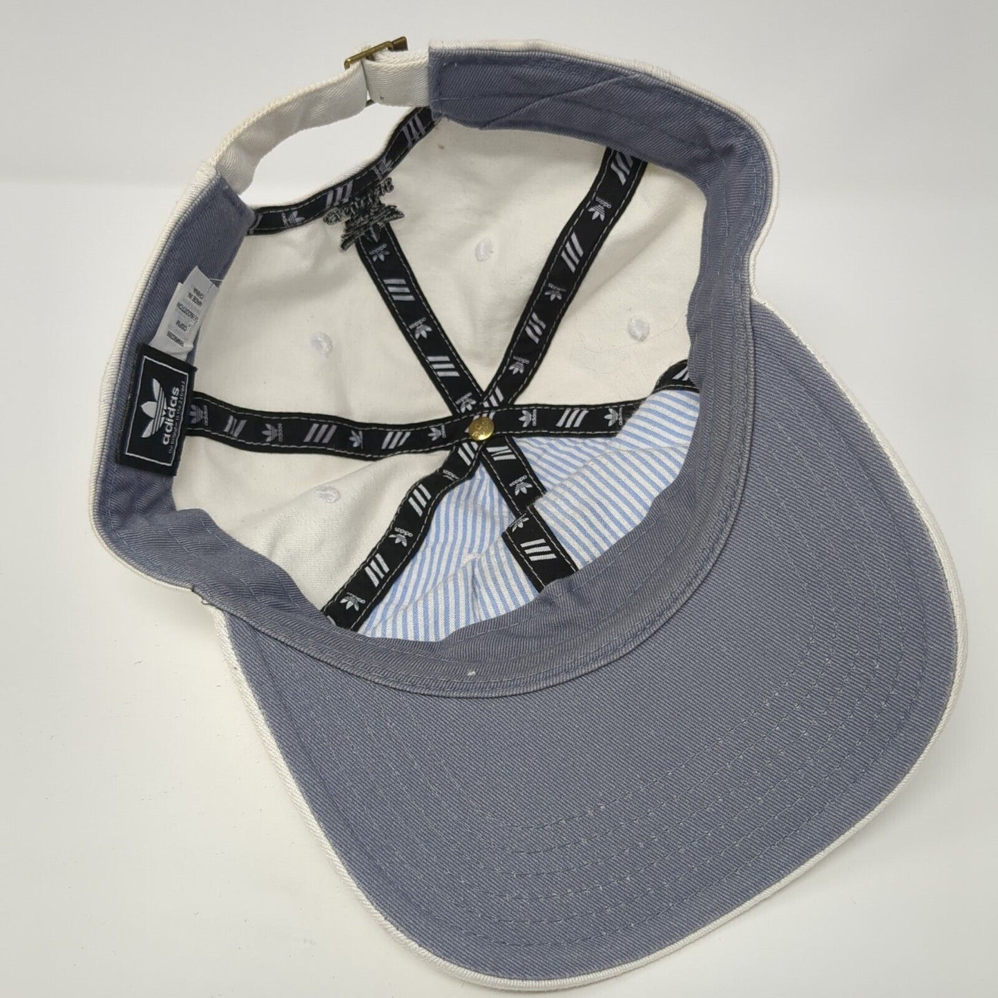 Adidas Slideback Hat White One Size Adjustable Embroidered Trefoil Cotton