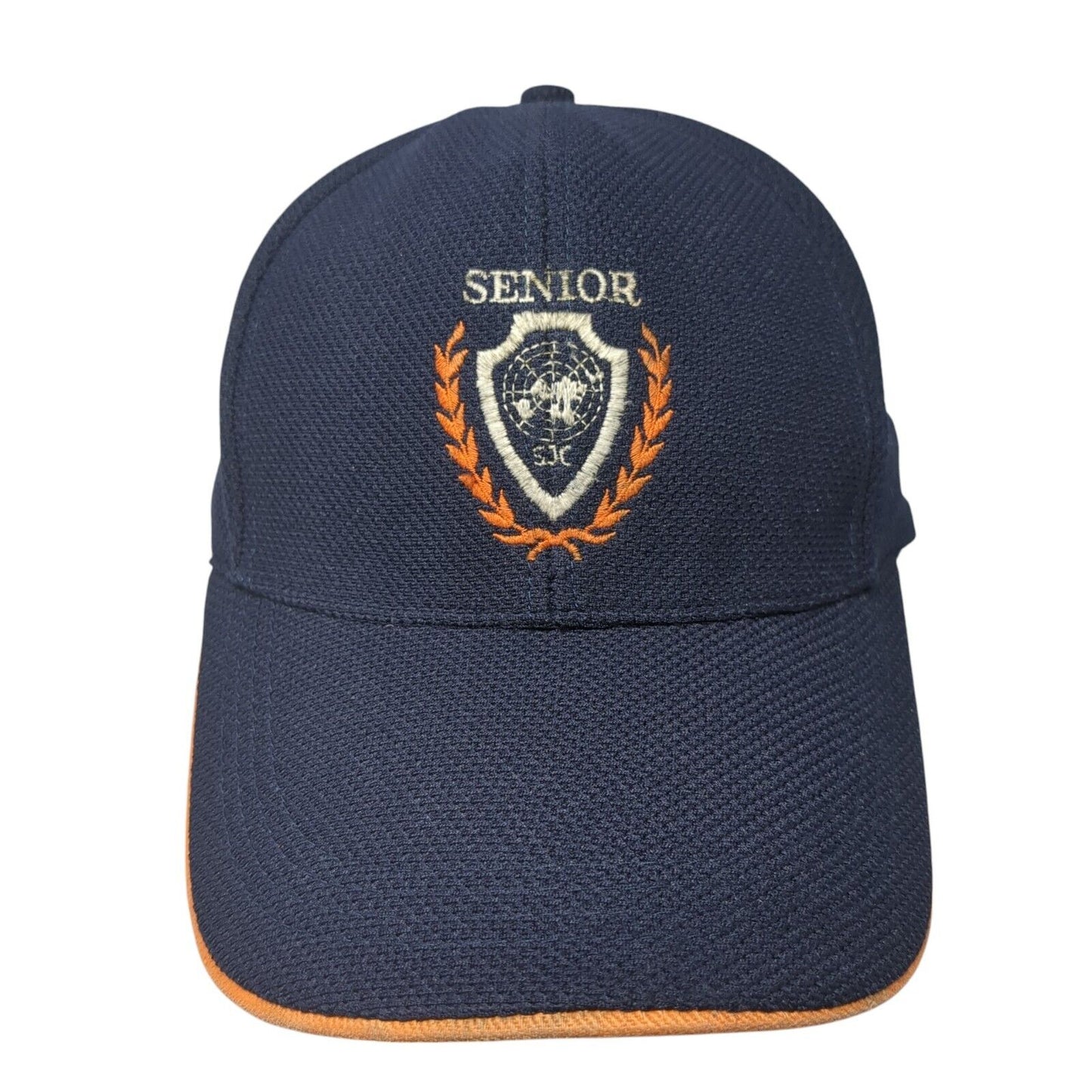 Senior Slideback Hat Blue One Size Adjustable Embroidered Vented Holes 6 Panel