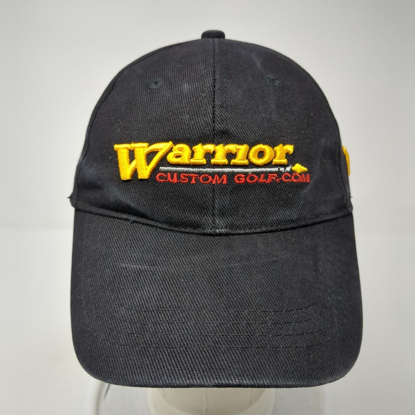 Warrior Custom Golf.com Strapback Hat Black OS Adjustable Embroidered Cotton