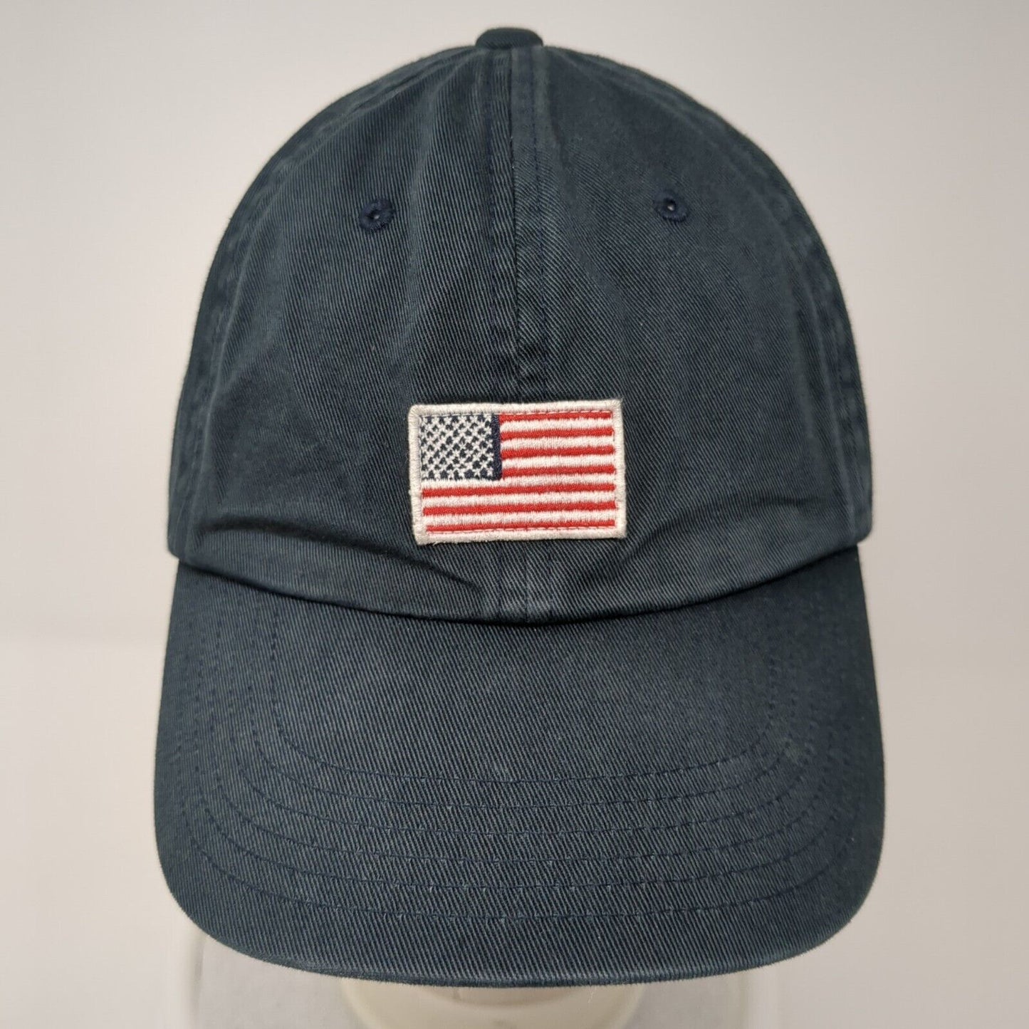 American Flag Slideback Hat Black S/M Adjustable Embroidered Patriotic Gap