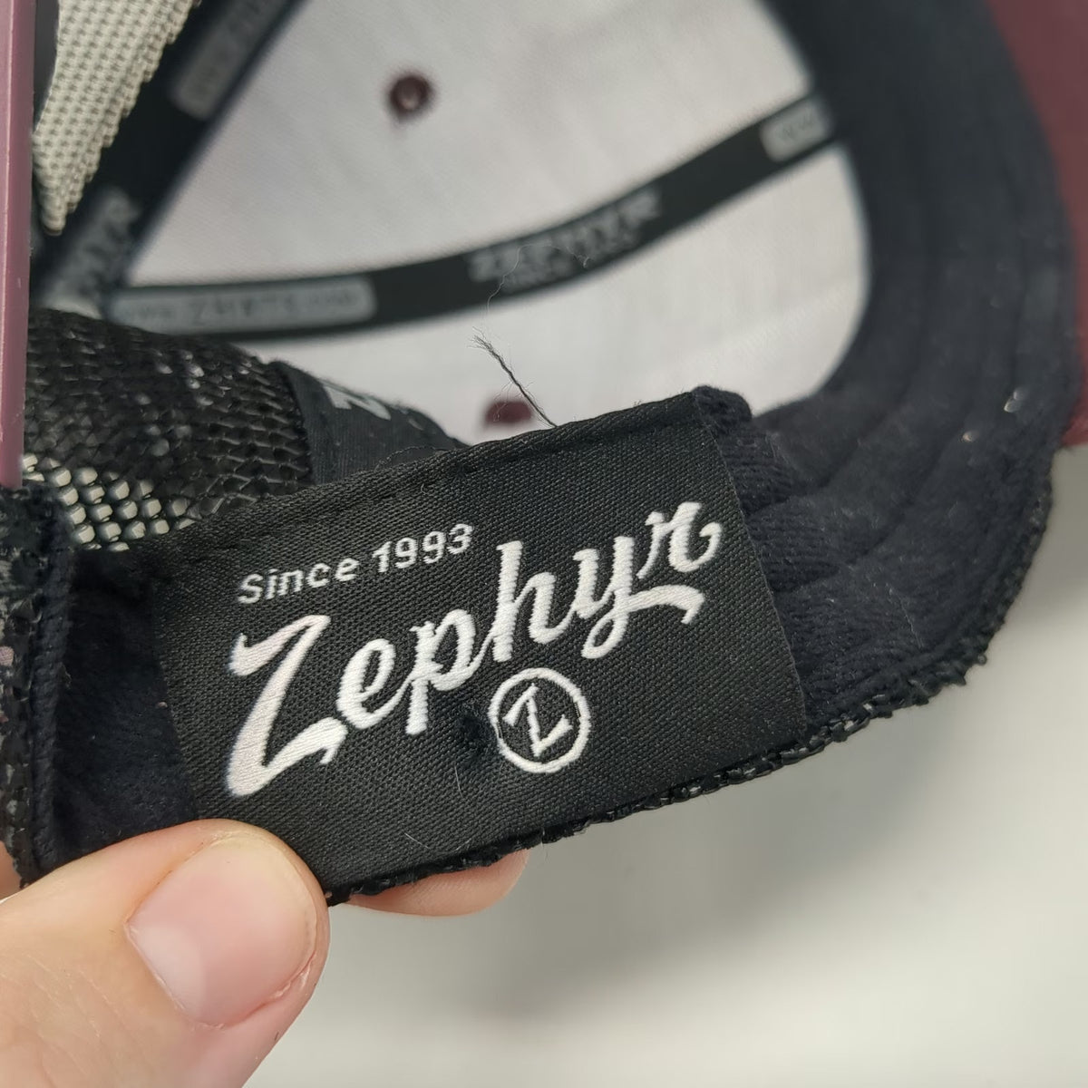 Zephyr Trucker Hat Red Black One Size Minnesota Up North Pine Trees Mesh Patch