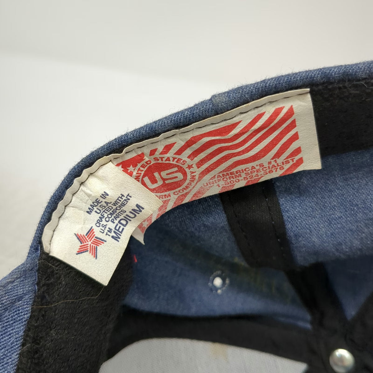 US United States Uniform Company Snapback Blue M USPS Logo Denim Hat USA Vintage