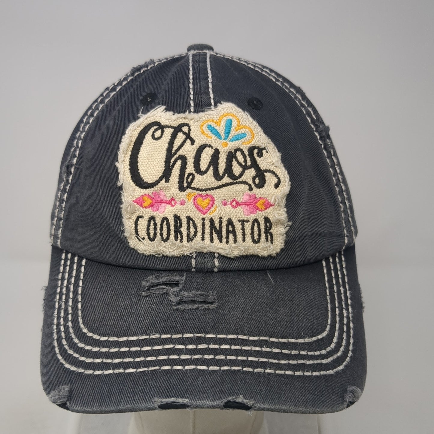 Chaos Coordinator Strapback Hat Gray One Size Adjustable Distressed