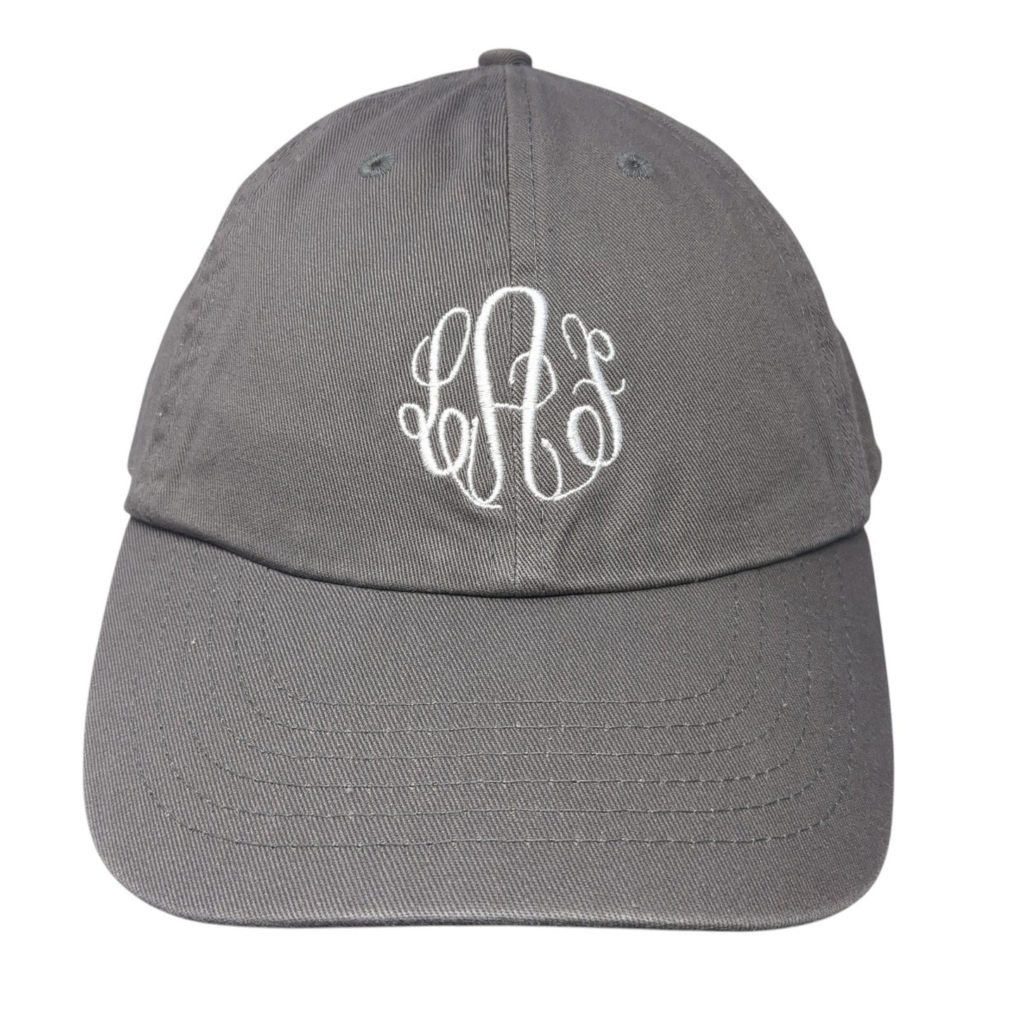 Monogram Slideback Baseball Cap Gray One Size Adjustable Embroidered 6 Panel