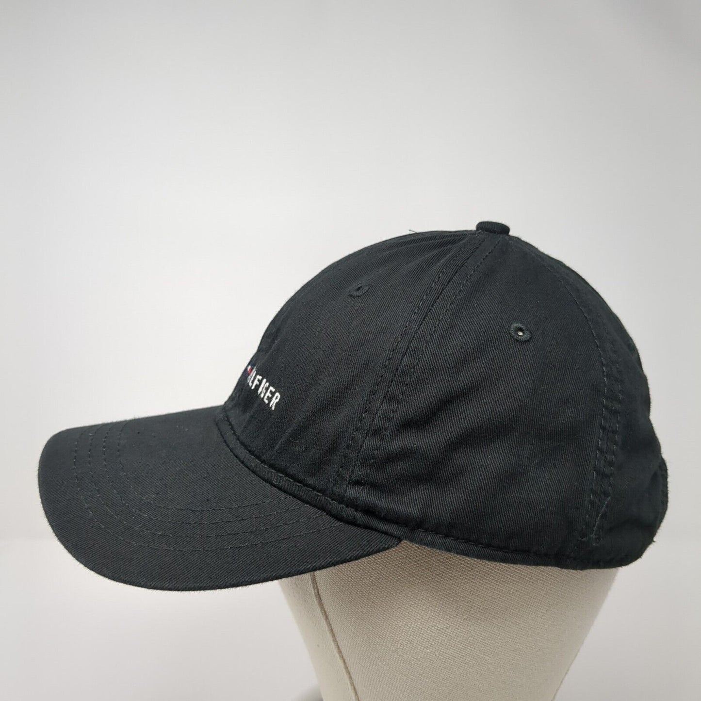 Tommy Hilfiger Slideback Hat Black One Size Embroidered Leather Strap