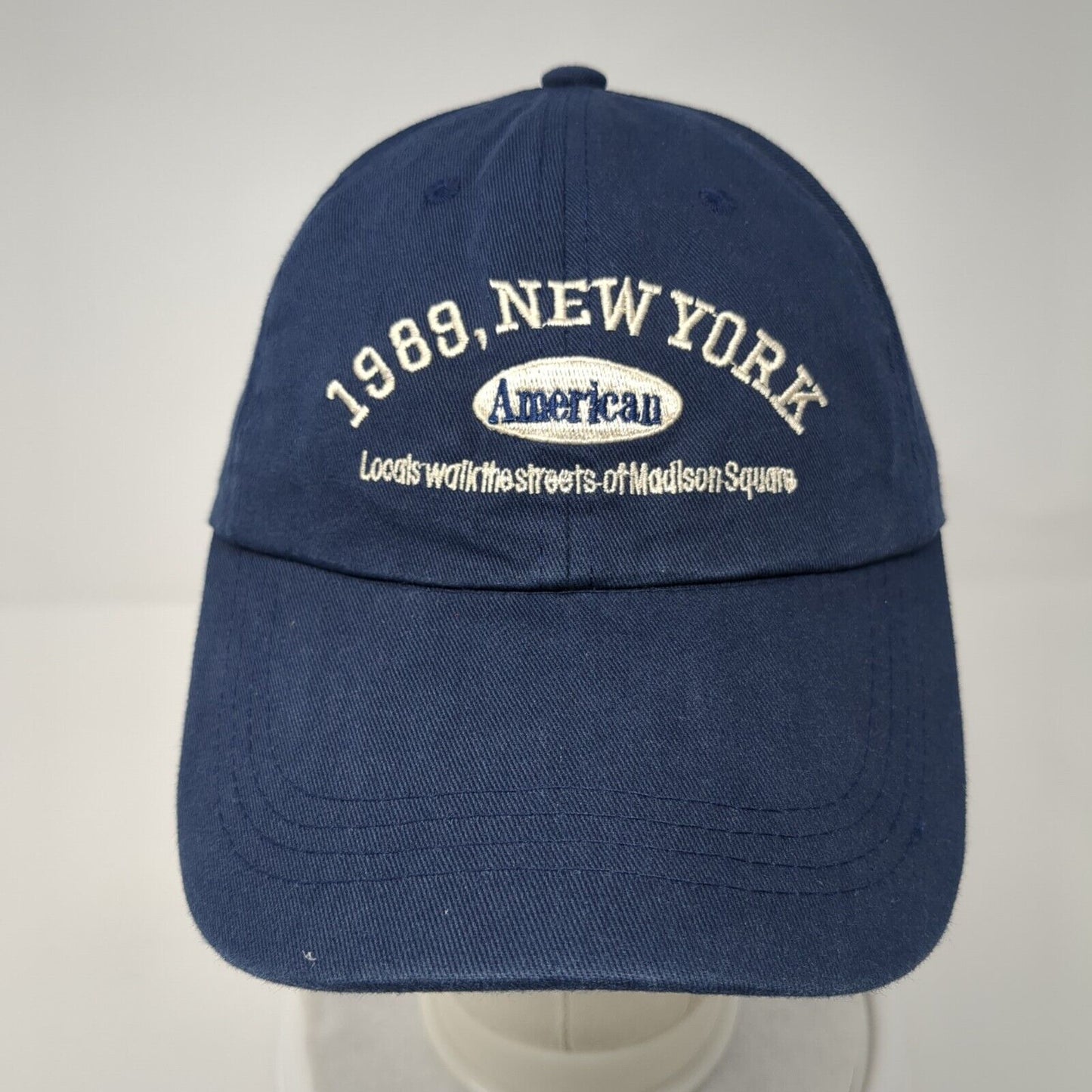 American 1989 New York Slideback Hat Blue One Size Embroidered Shenghe