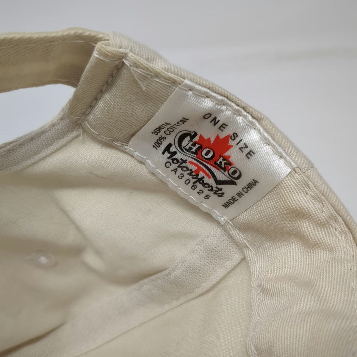 Choko Snap-on Racing Baseball Cap Beige One Size Checkered Flag Embroidered Hat