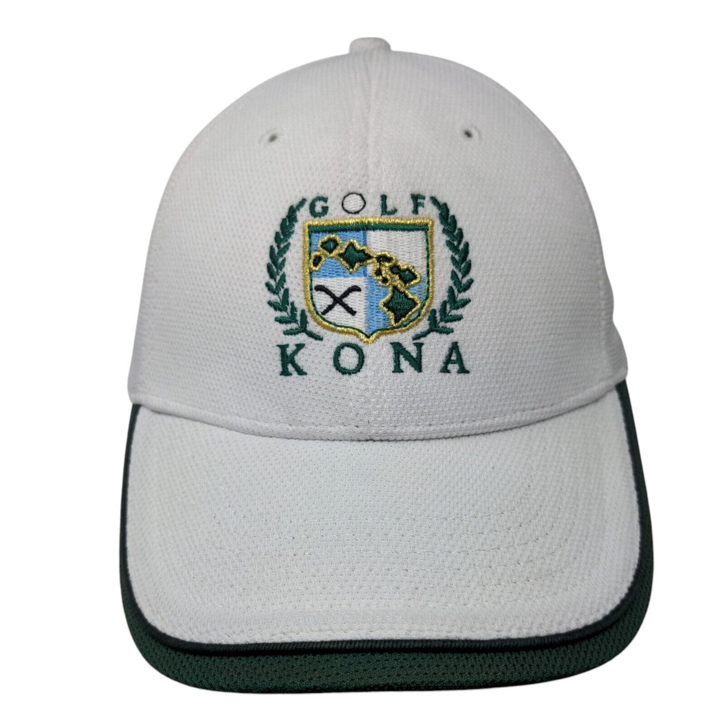 Golf Kona Fitted Hat White One Size Embroidered Hawaiian Headwear