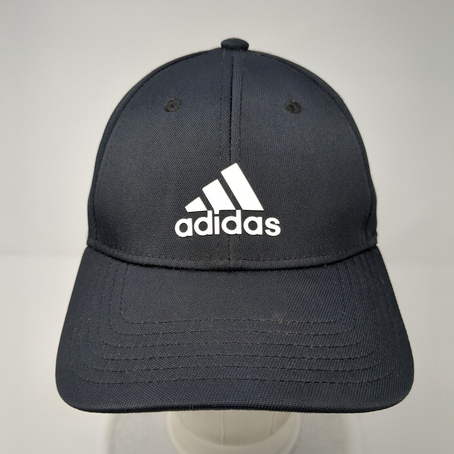 Adidas Strapback Hat Black One Size Adjustable 3 Stripes Logo 6 Panel