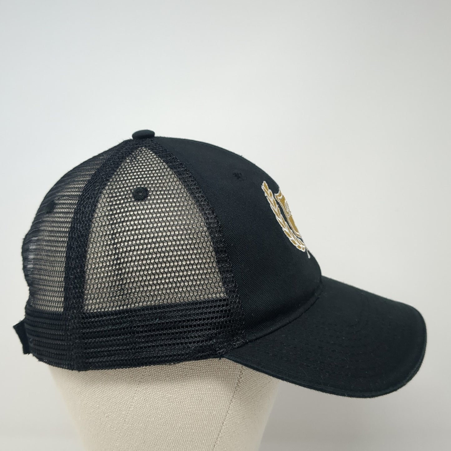 BB Strapback Trucker Hat Black One Size Adjustable Embroidered Mesh Back