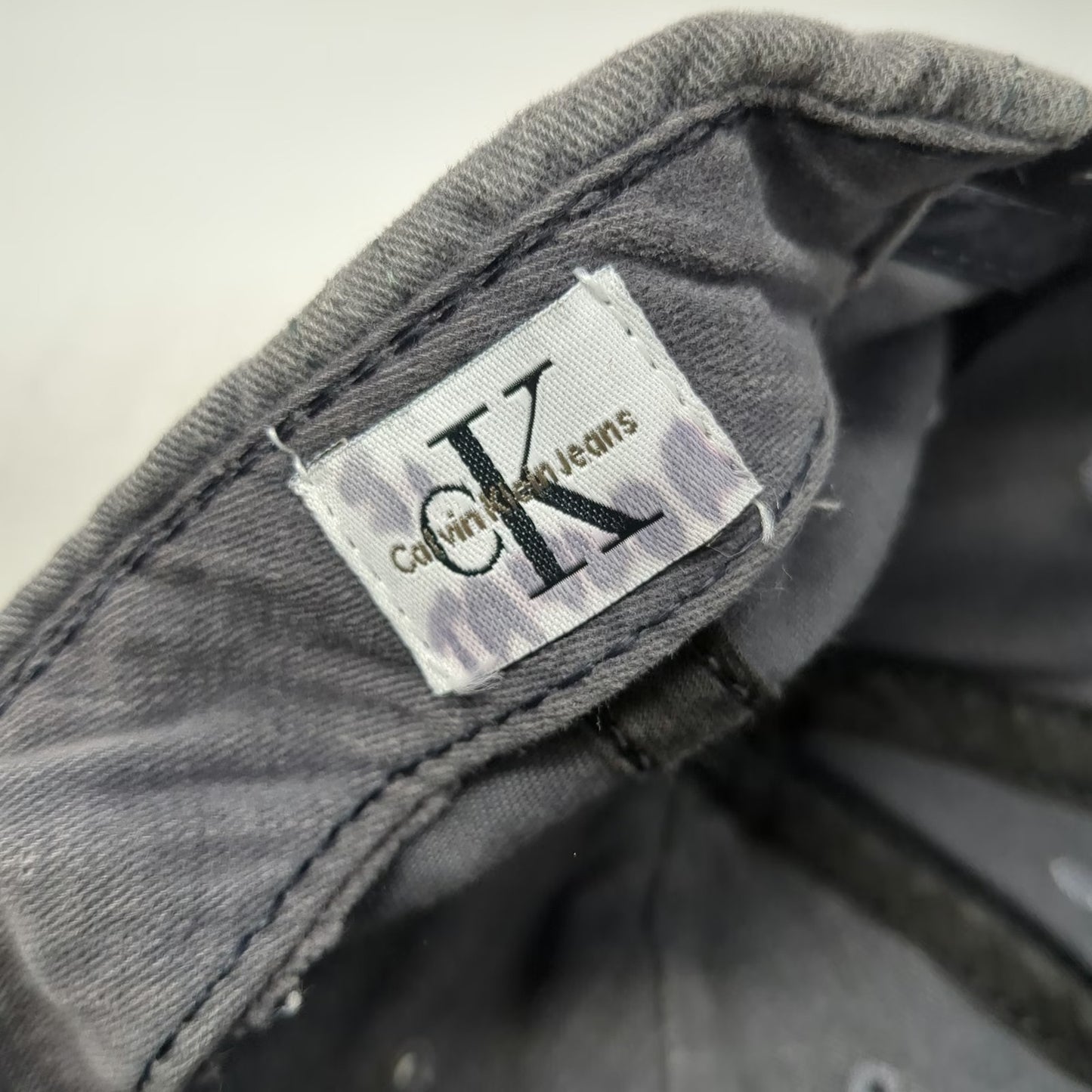 Calvin Klein Snapback Hat Gray One Size cK Logo Embroidered Washed Cotton Denim