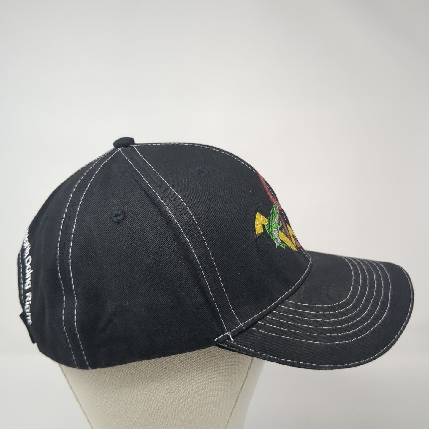 Worth Steel Strapback Hat Black One Size Adjustable Embroidered Fish