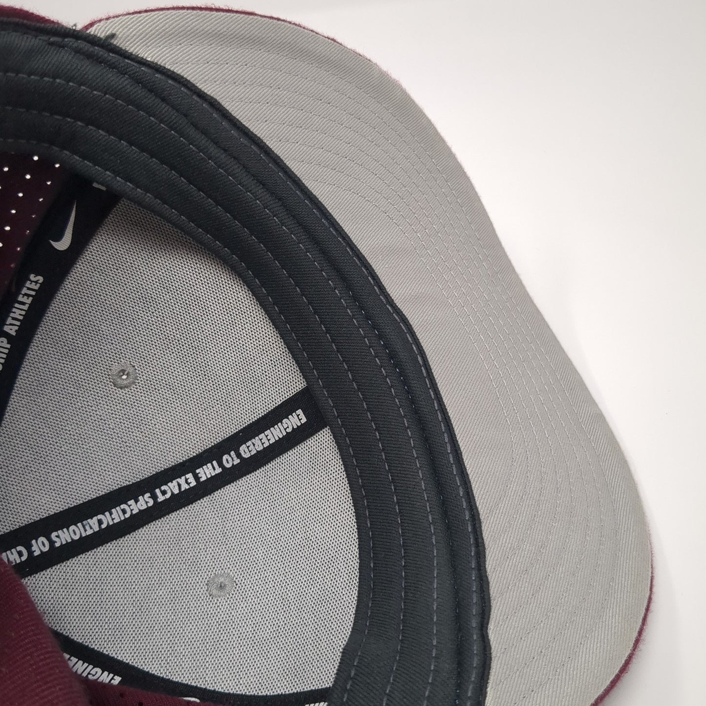 NTC Fitted Hat Red Medium Embroidered Logo Laser Cut Nike Tru Dri-Fit