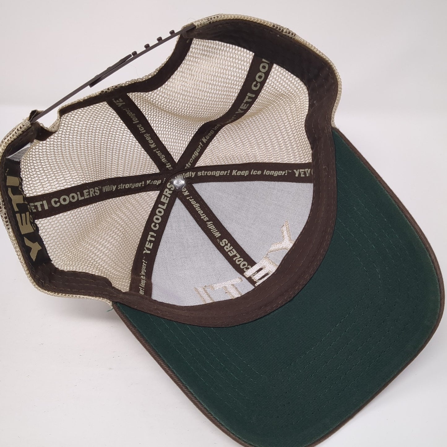 Yeti Coolers Snapback Trucker Hat Brown OS Adjustable Embroidered Mesh Back