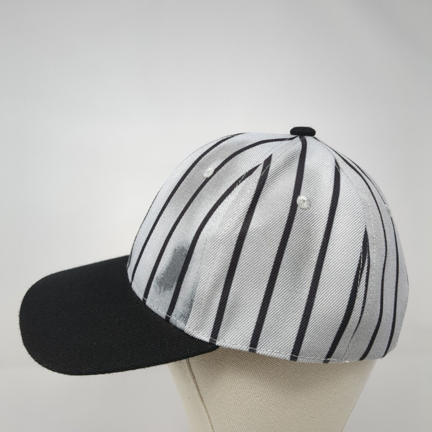 Unbranded Slideback Hat Gray One Size Adjustable Striped 6 Panel Blank