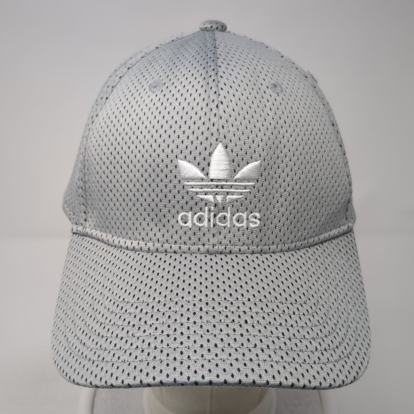 Adidas Trefoil Fitted Hat Gray One Size Embroidered Logo Stretch Outdoor