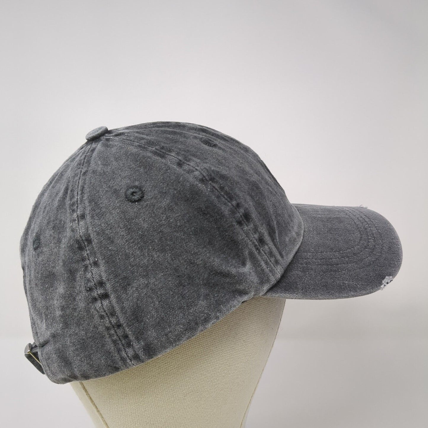 Rose Slideback Hat Gray One Size Adjustable Embroidered Flower Distressed Cotton