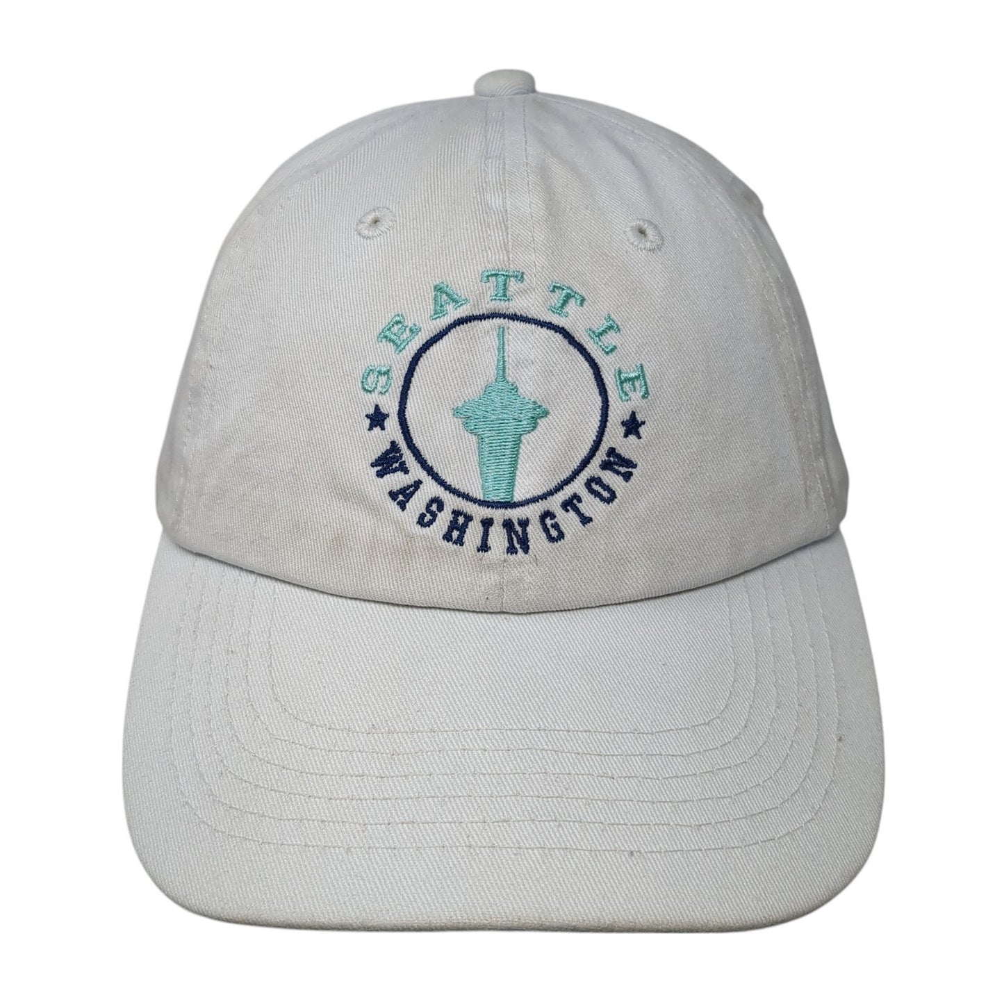 Seattle Washington Strapback Baseball Cap White OS Adjustable Embroidered DMR