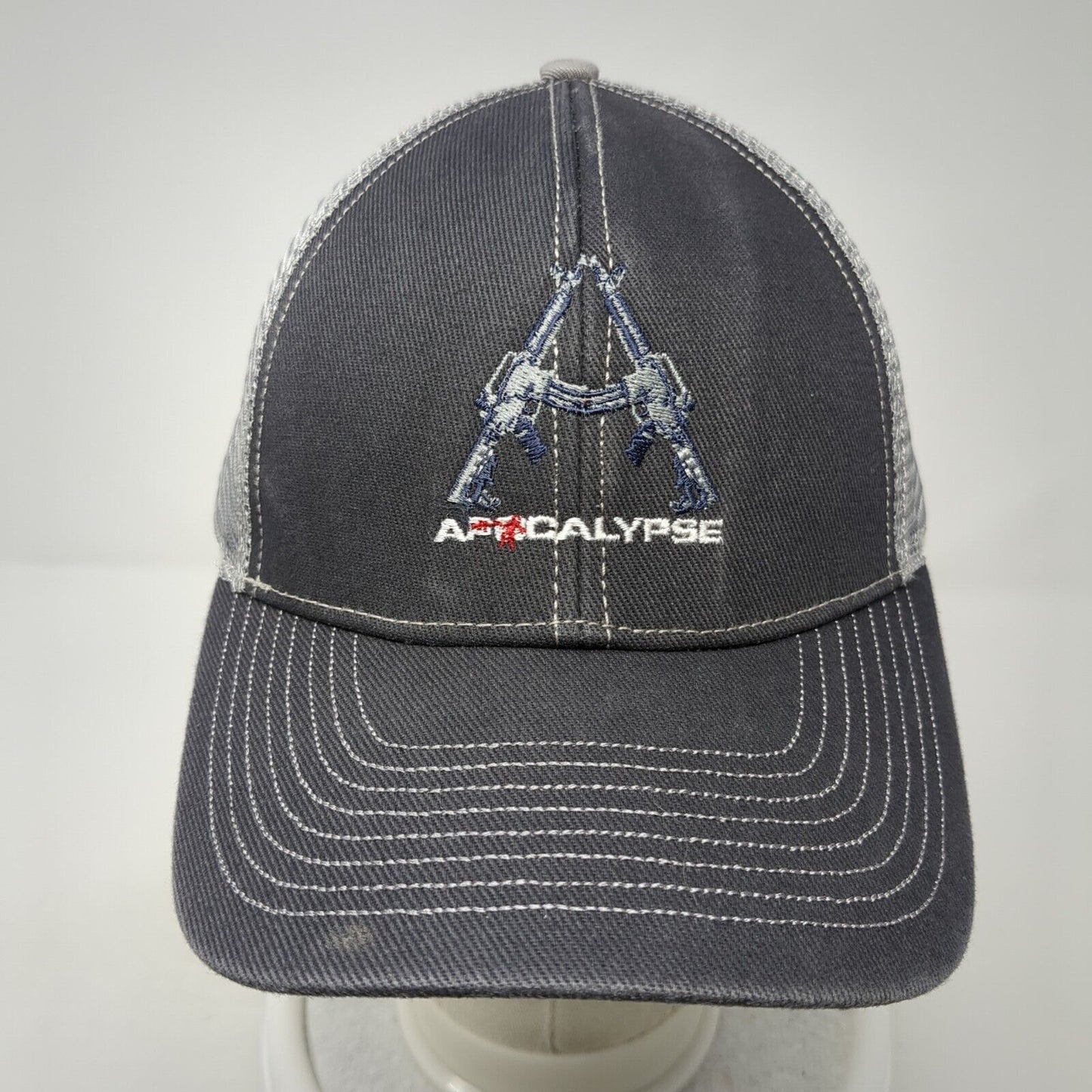 Apocalypse Trucker Hat Gray One Size Adjustable Embroidered Mesh Back Ha