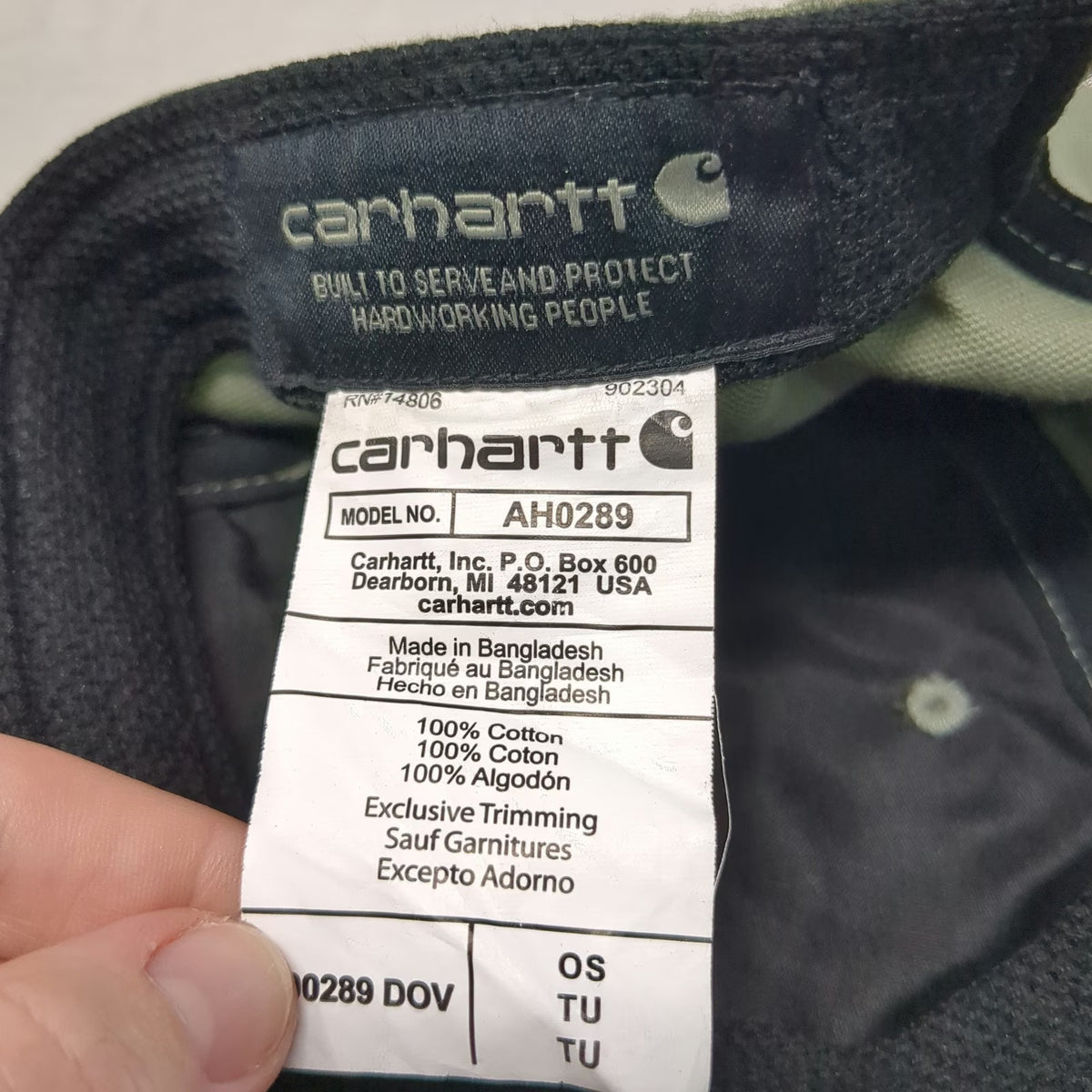 Carhartt Baseball Cap Green One Size Canvas Logo Patch Strapback Workwear Hat