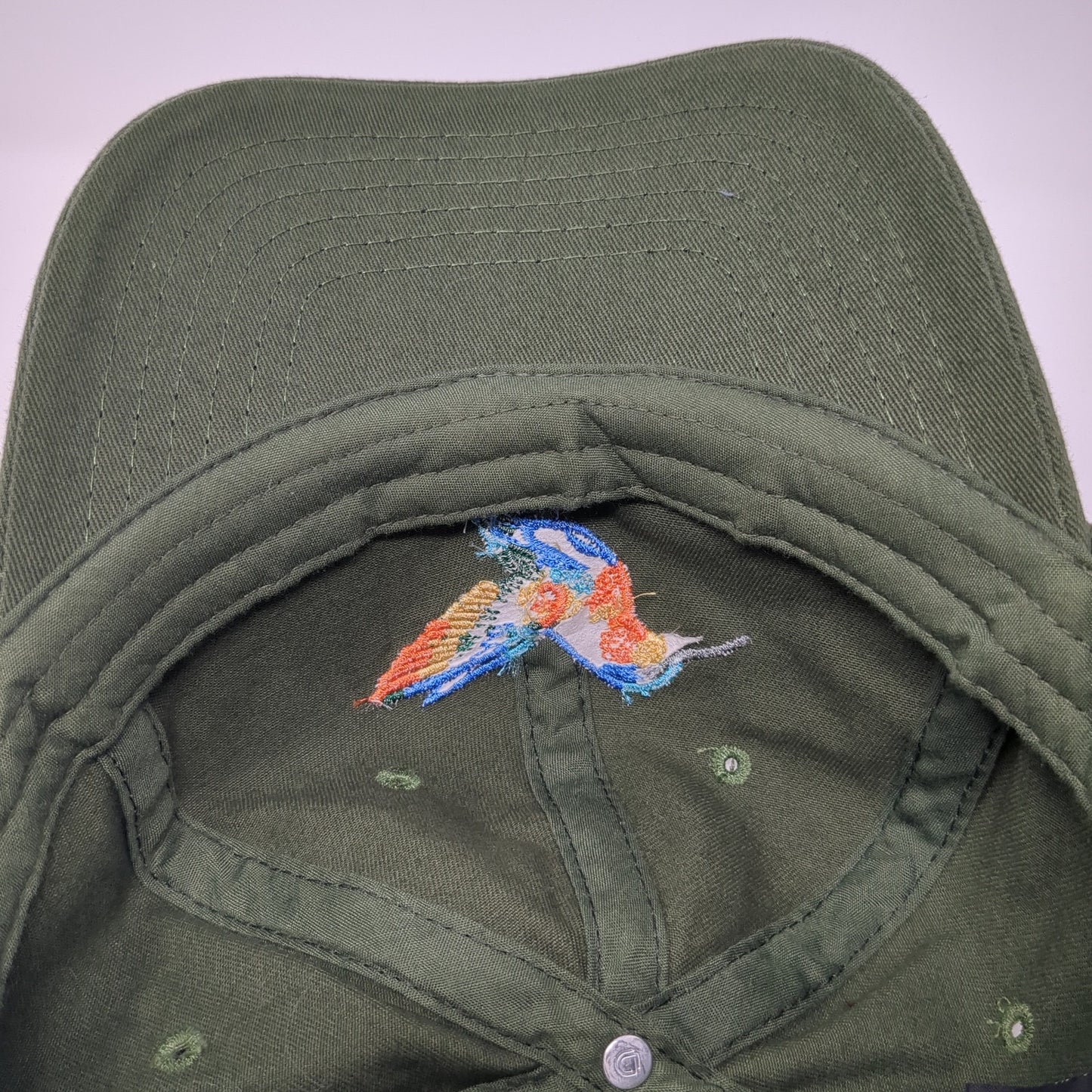 Hummingbird Slideback Hat Green One Size Adjustable Embroidered Dalix