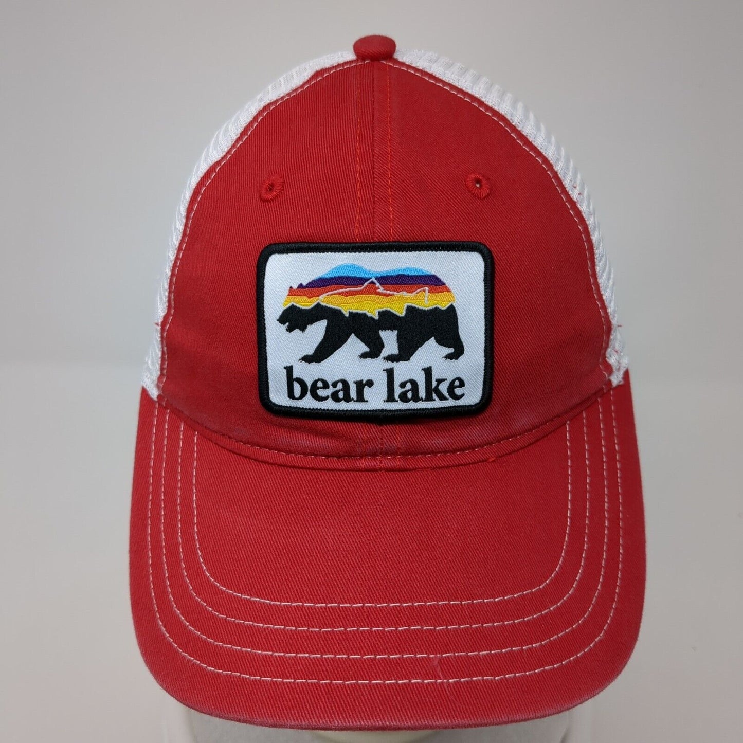 Bear Lake Patch Snapback Mesh Back Trucker Hat Red M/L Richardson
