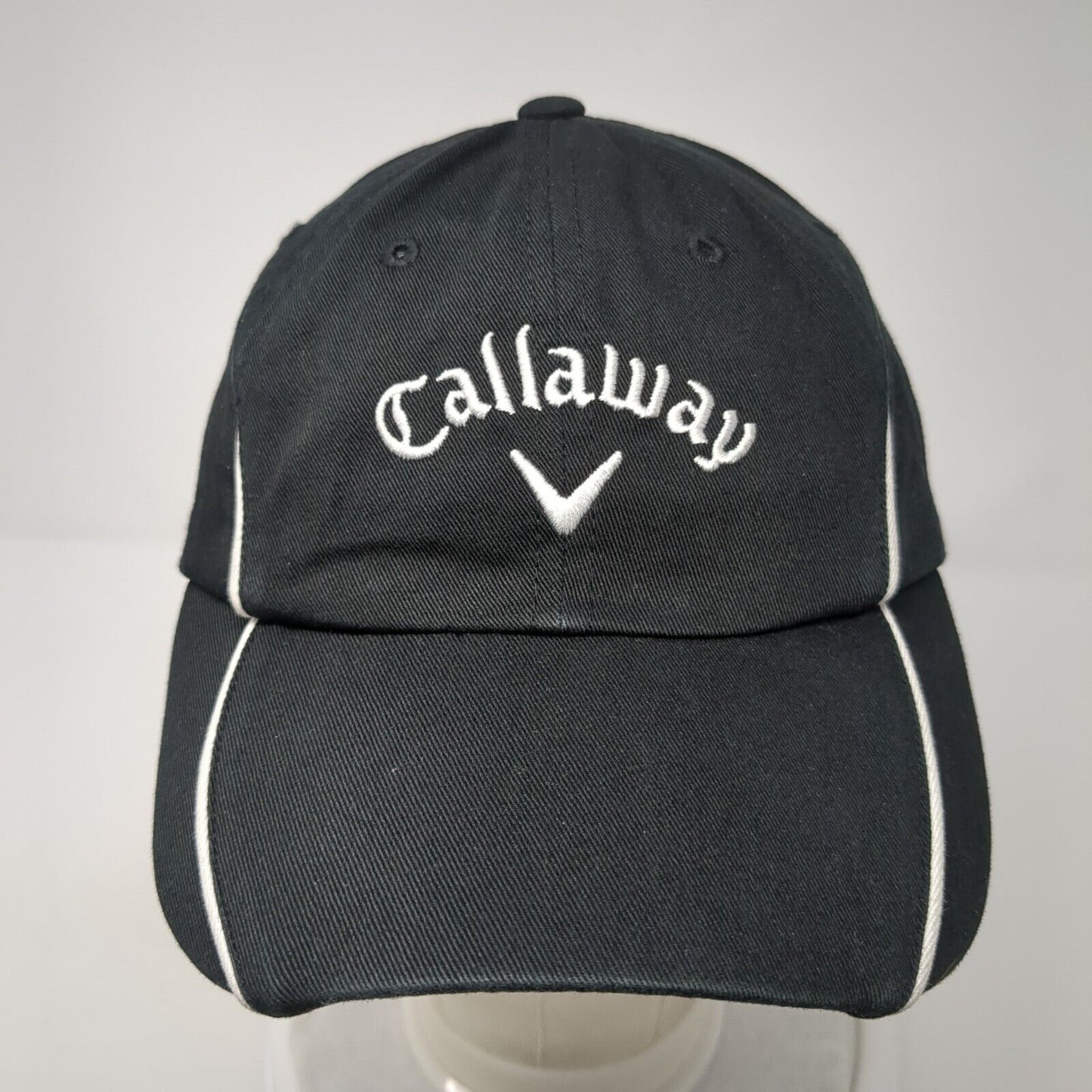 Callaway Strapback Hat Black One Size Adjustable Embroidered Piping