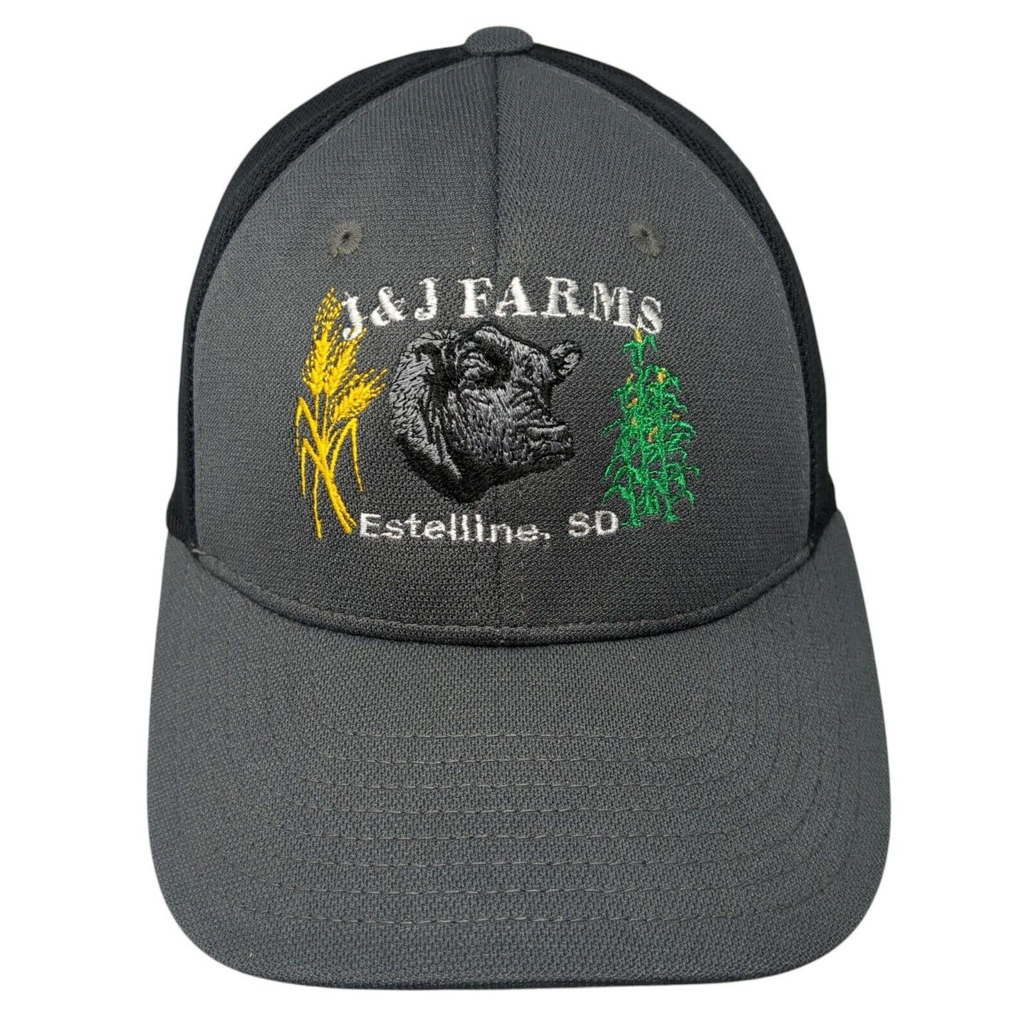 J&J Farms Estelline SD Fitted Trucker Hat Gray S/M Fitmax70 Port Authority