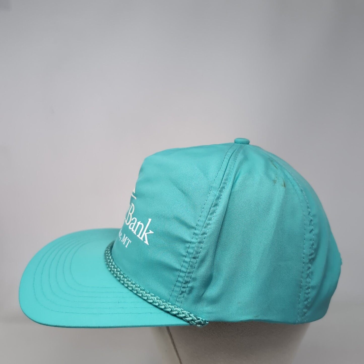 1st Valley Bank Seeley Lake MT Adult Snapback Hat Greenish-Blue OSFA Rope