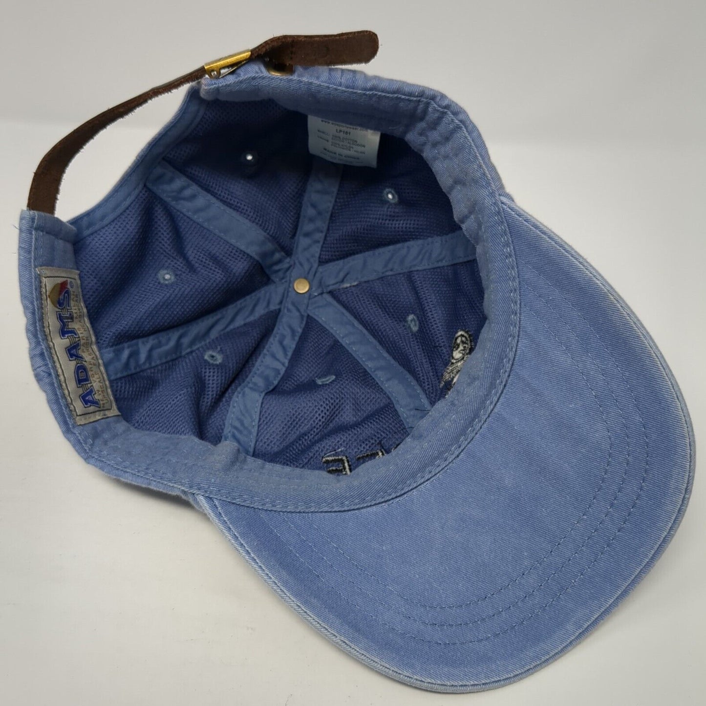 LCEF Slideback Hat Blue One Size Adjustable Leather Strap Adams 6 Panel