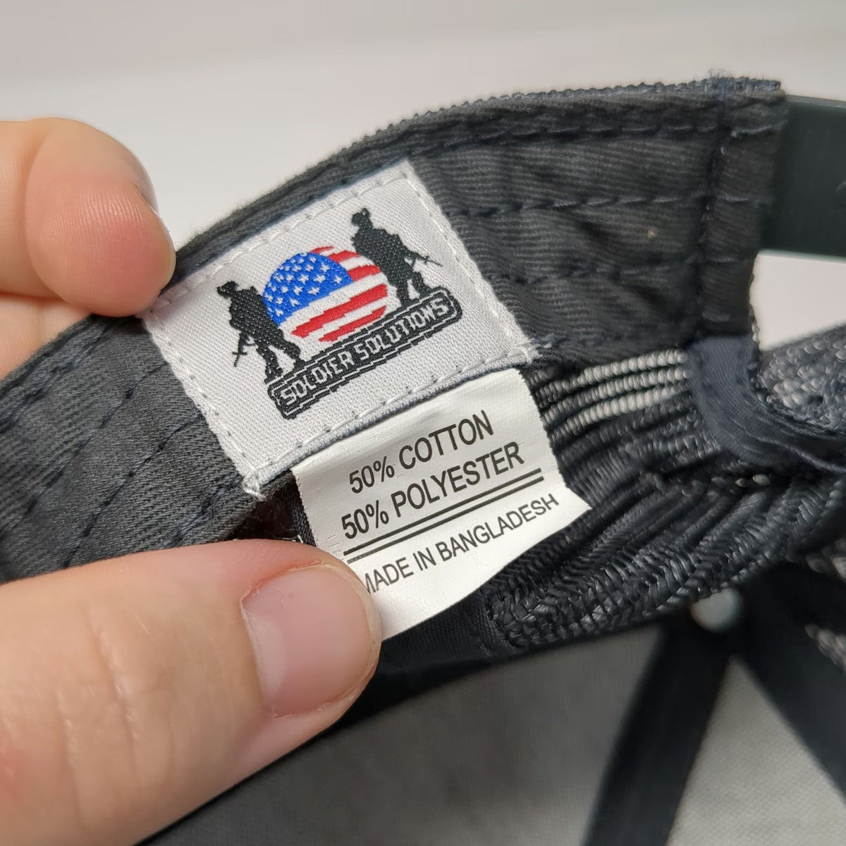 Soldier Solutions Trucker Hat Black OSFM Mesh Back Front Logo Side Flag Patch