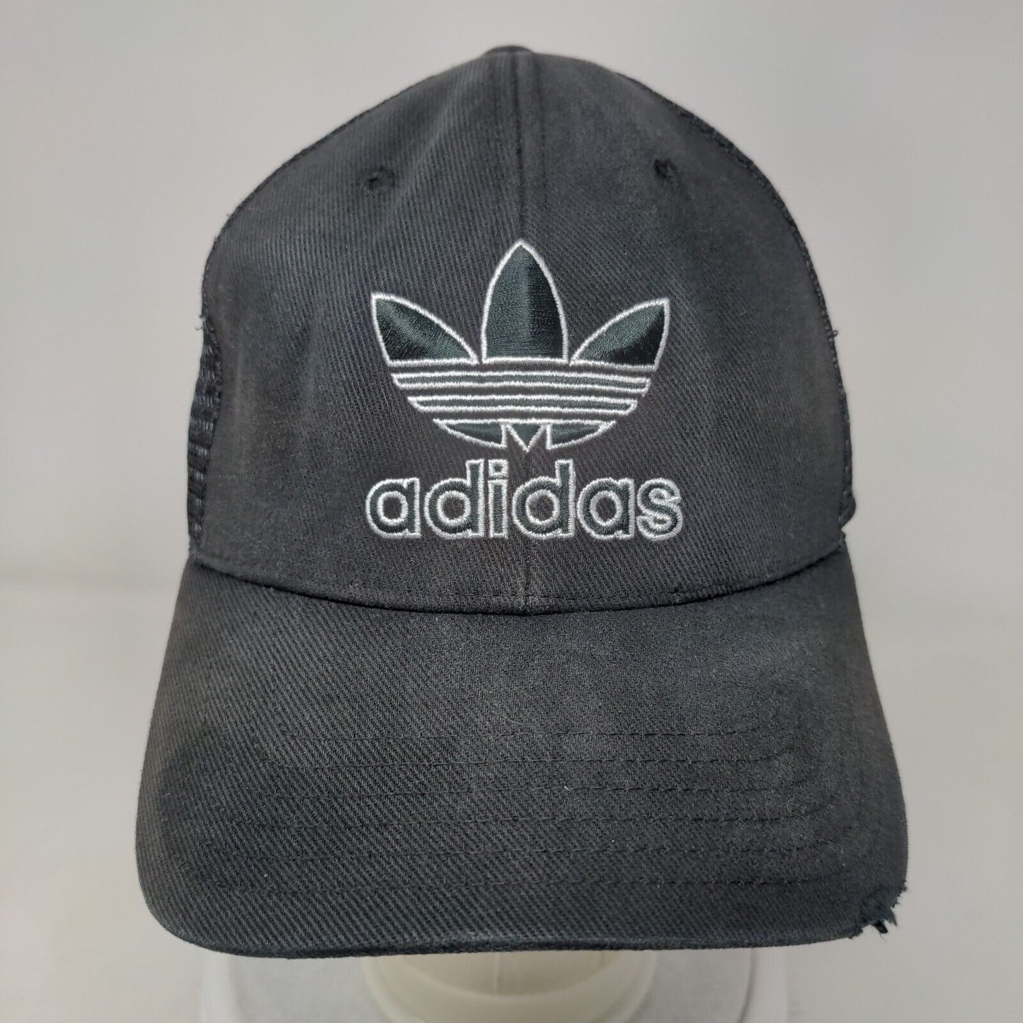Adidas Trefoil Snapback Mesh Back Trucker Hat Black One Size 6 Panel
