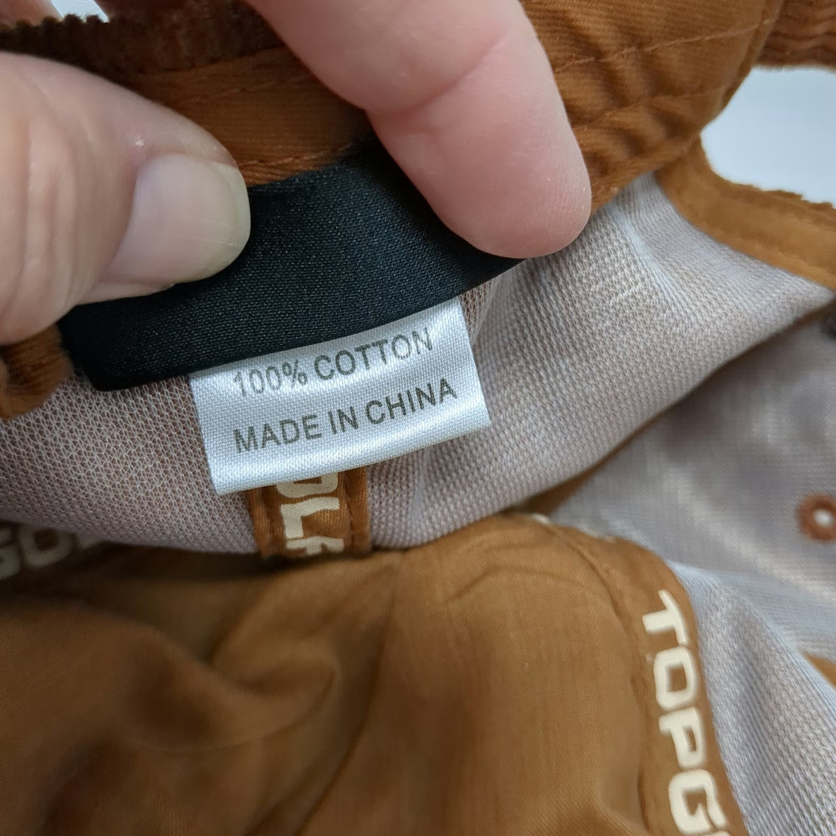 Topgolf 5 Panel Brown One Size Corduroy Slideback Golf Hat Cotton Logo Patch