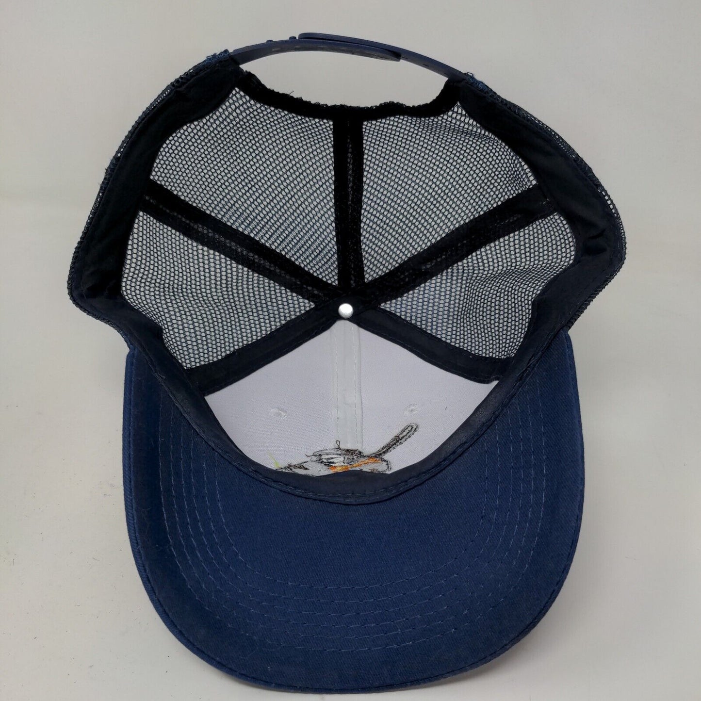 Unbranded Men's Snapback Mesh Back Hat Blue White Embroidered Pilot Logo