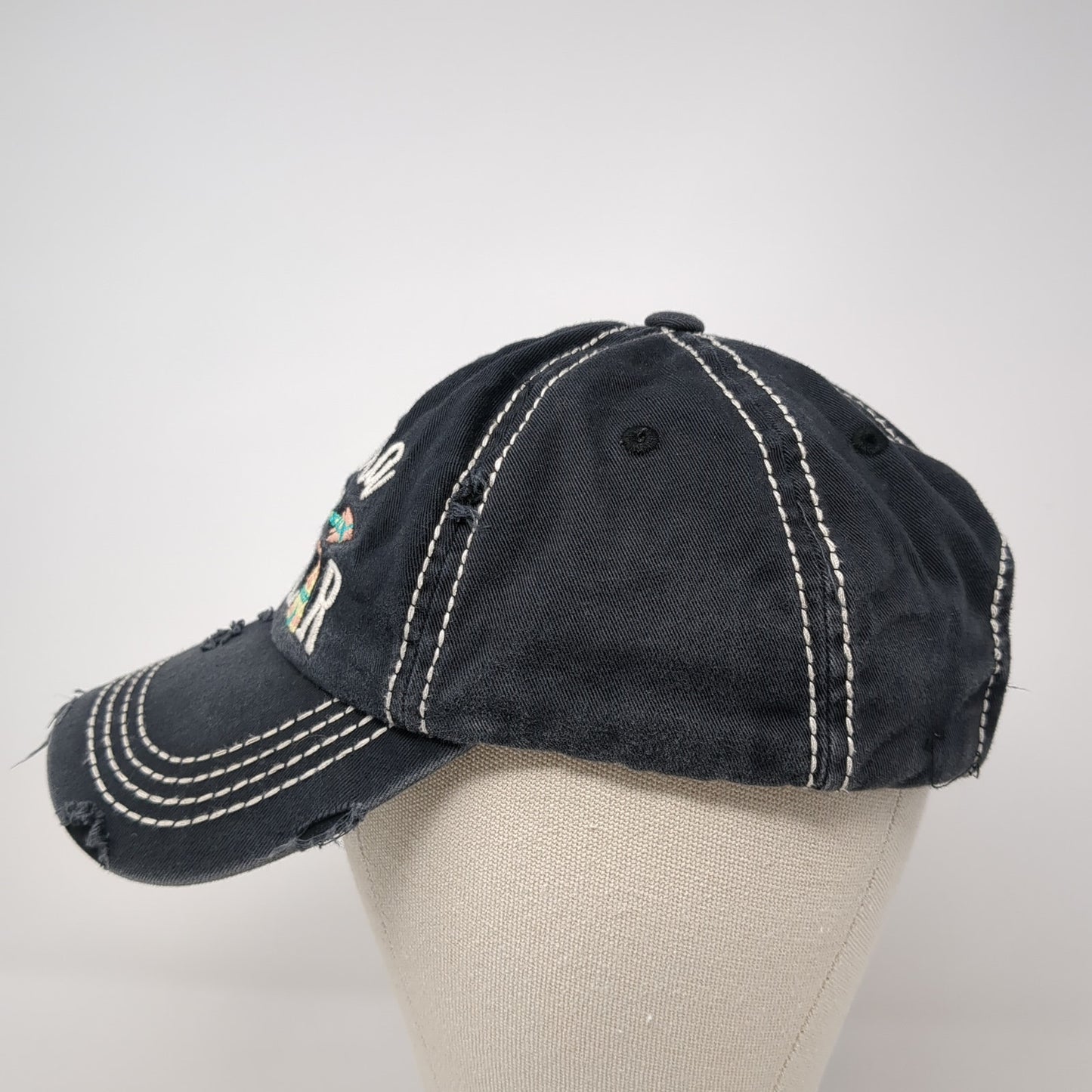 Mama Bear Strapback Baseball Cap Black OS Adjustable Distressed KB ETHOS Vintage