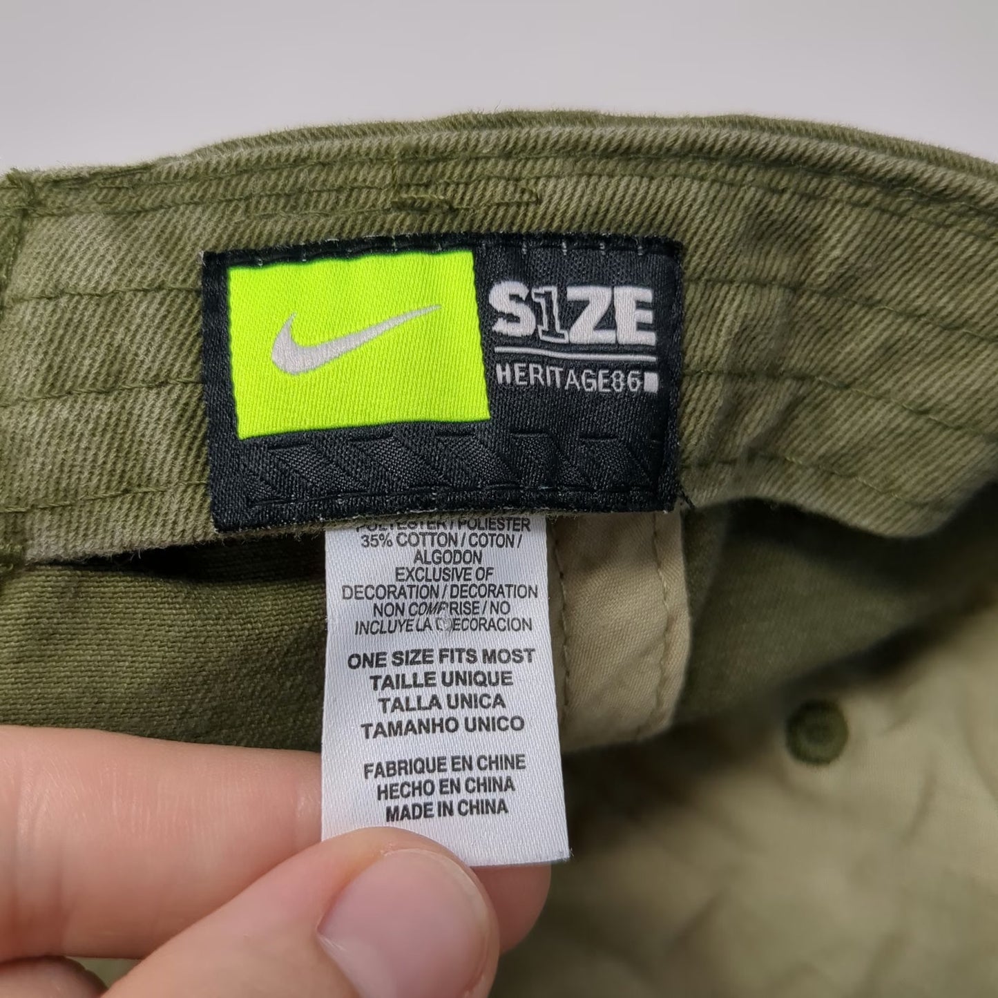 Nike Baseball Cap Green One Size Just Do It Heritage 86 Swoosh Slideback Hat