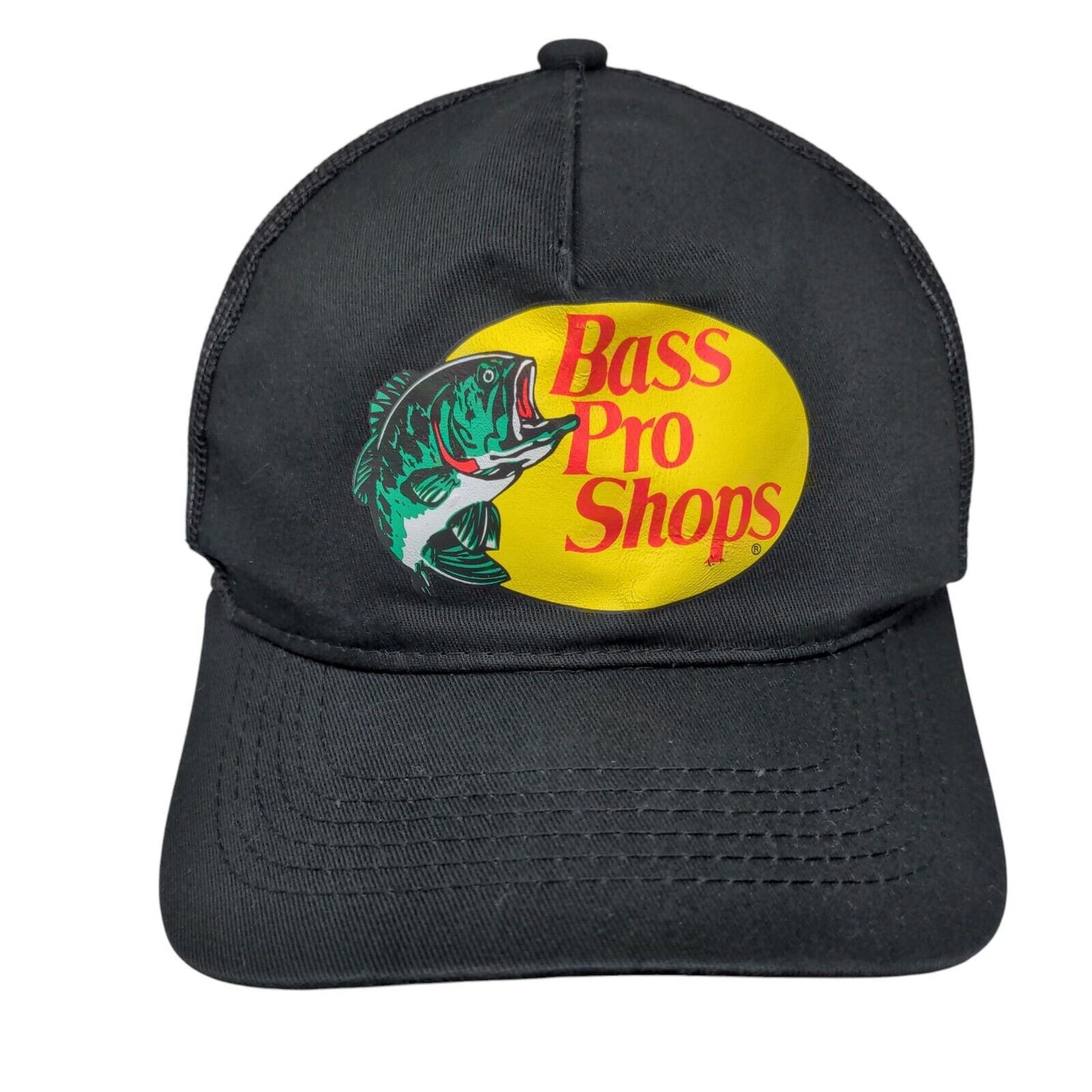 Bass Pro Shops Snapback Trucker Hat Black OSFM Gone Fishing Adjustable