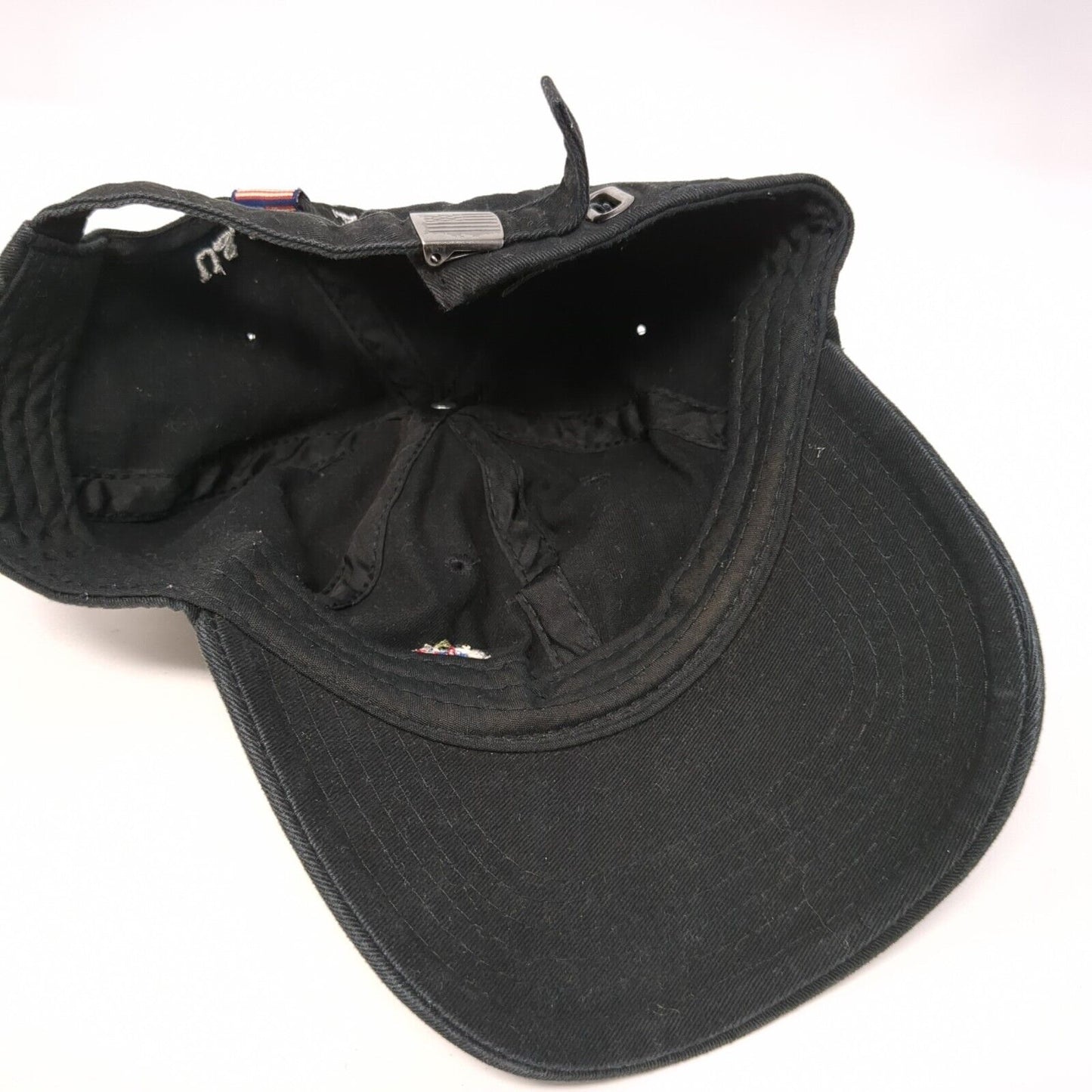 US Polo Assn Slideback Hat Black OS Adjustable Embroidered Patriotic 6 Panel