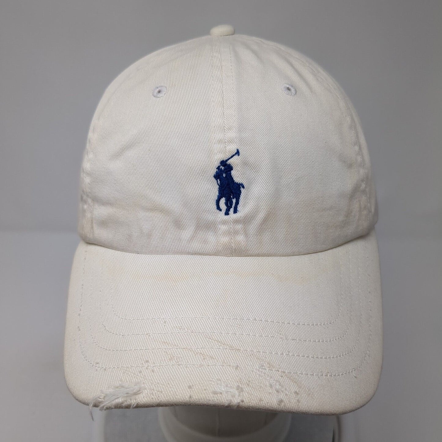 Polo Ralph Lauren Slideback Hat White OS Adjustable Embroidered Distressed