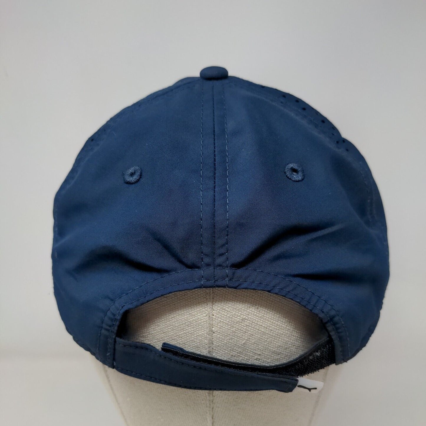 Puma Strapback Hat Blue One Size Adjustable Laser Cut Solid 6 Panel