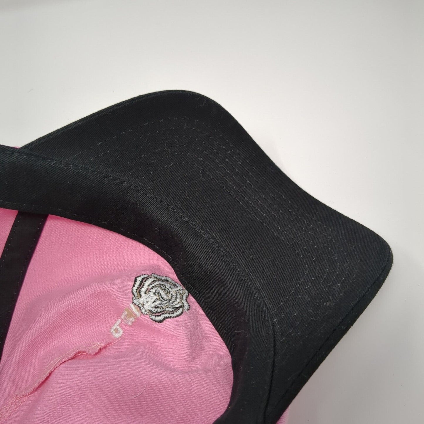 Primitive Slideback Hat Pink One Size Adjustable Embroidered Floral Cotton