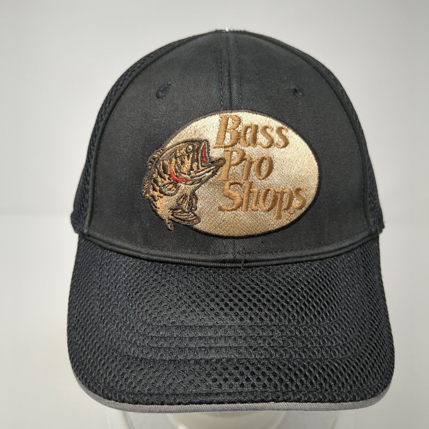 Bass Pro Shops Fitted Trucker Hat Black One Size Proflex Mesh Back Outdoor Cap