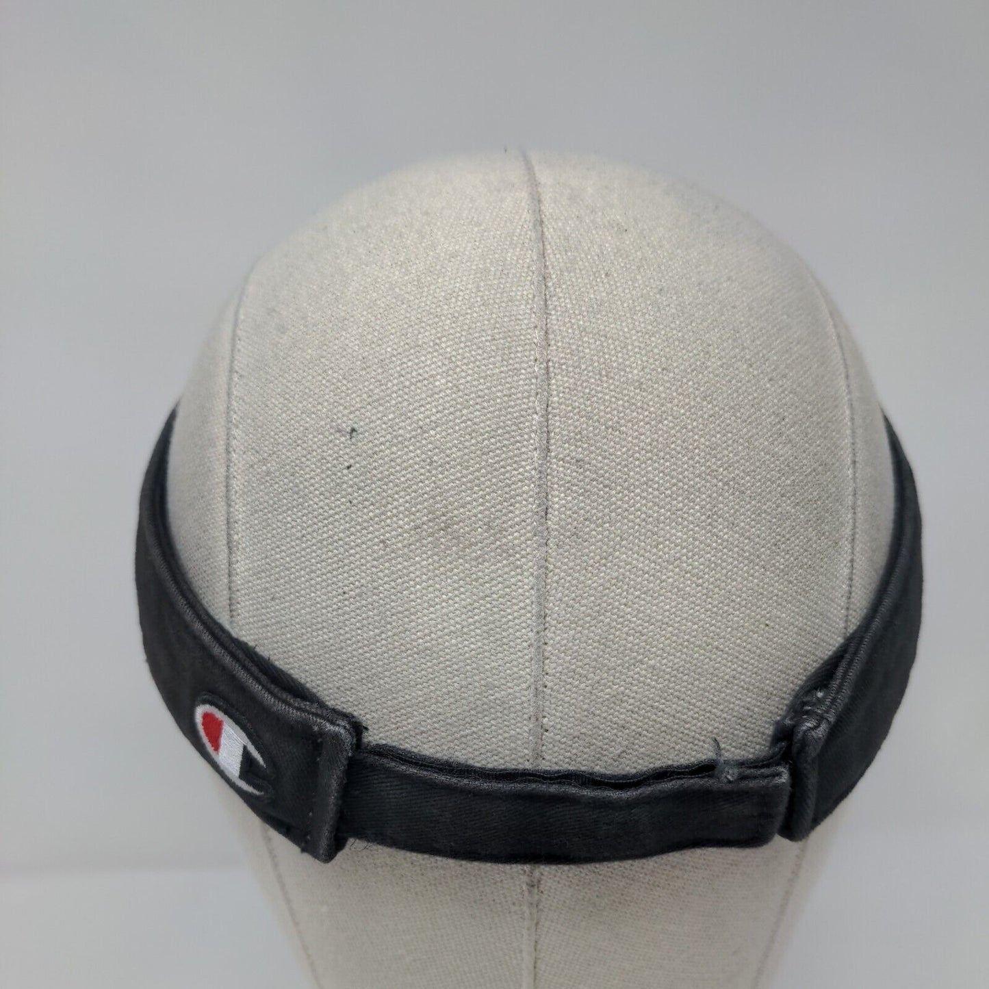 Champion Strapback Sun Visor Hat Black One Size Adjustable Embroidered