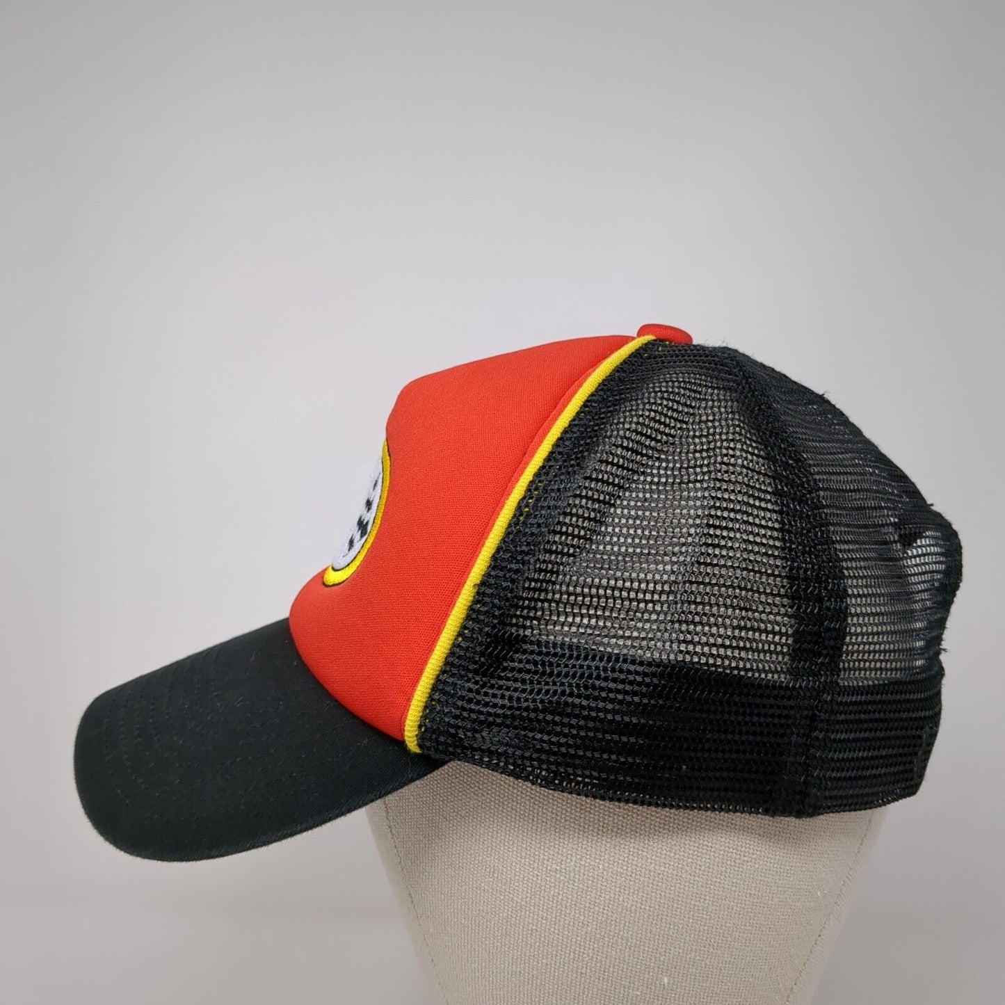 Amscan Auto Racing Flag Snapback Trucker Hat Multicolor OS Embroidered Mesh Back