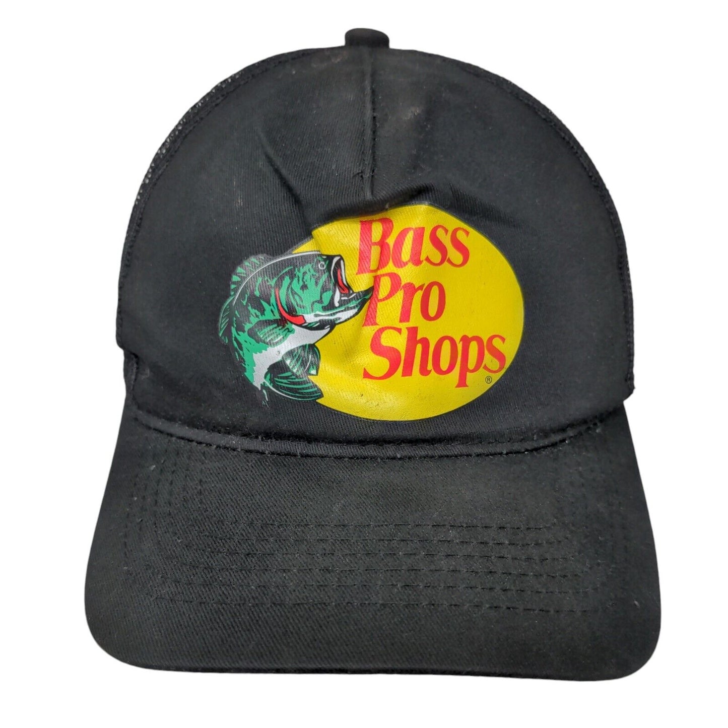 Bass Pro Shops Snapback Trucker Hat Black OSFM Adjustable Mesh Back Gone Fishing