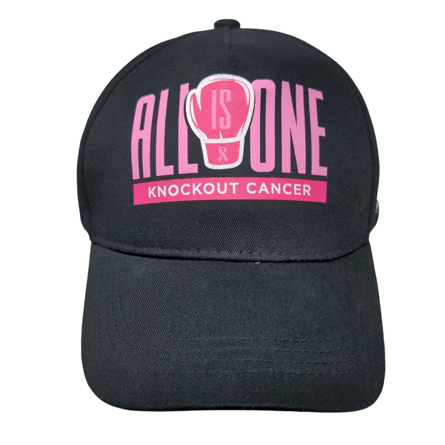 All Is One Knockout Cancer Hard Rock Pinktober Slideback Hat Black OS Adjustable