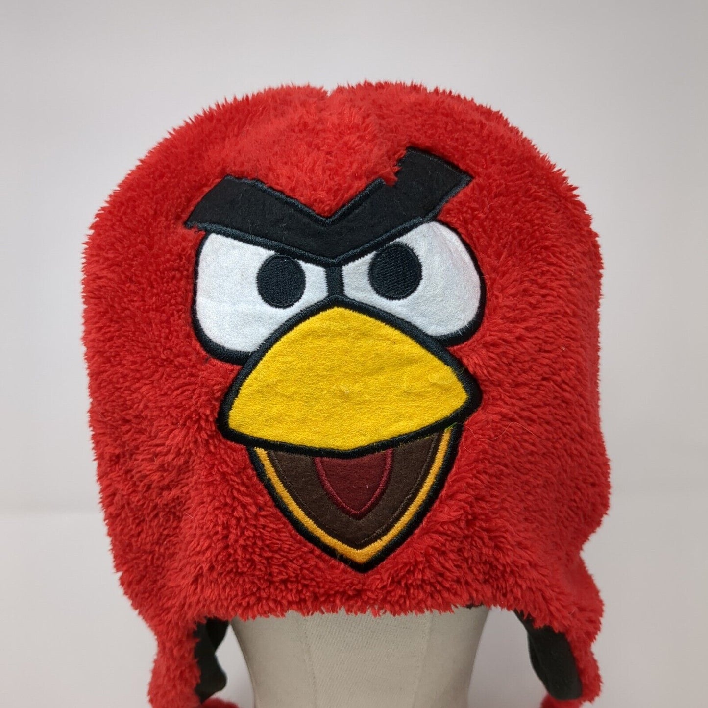 Angry Birds Fleece Beanie Hat Red One Size Lined Braided Embroidered
